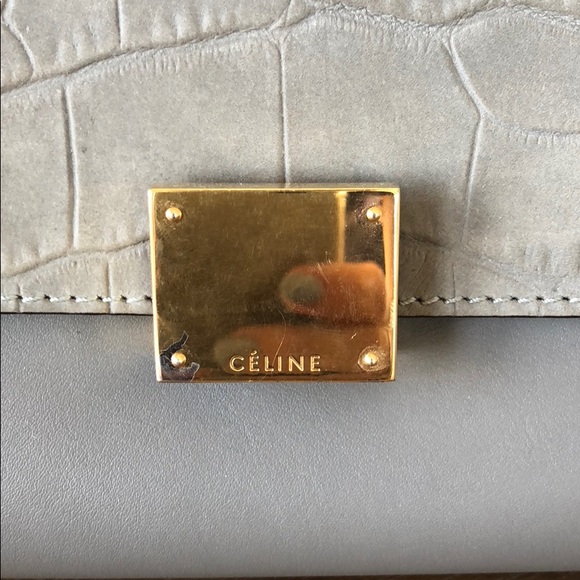 Celine small grey croc embossed trapeze bag - Picture 5 of 8